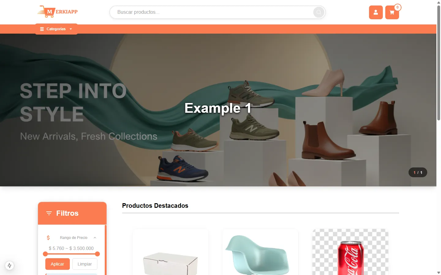 Listado con filtros aplicados al catálogo de la tienda.